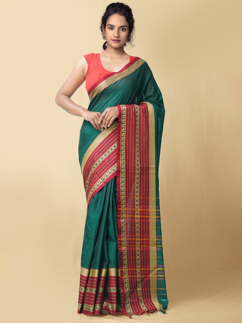 

Unnati Silks Green & Maroon Woven Design Narayanpet Pure Cotton Saree