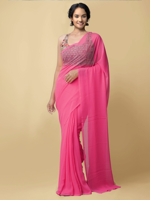 

Unnati Silks Pink Bhagalpuri Georgette Saree