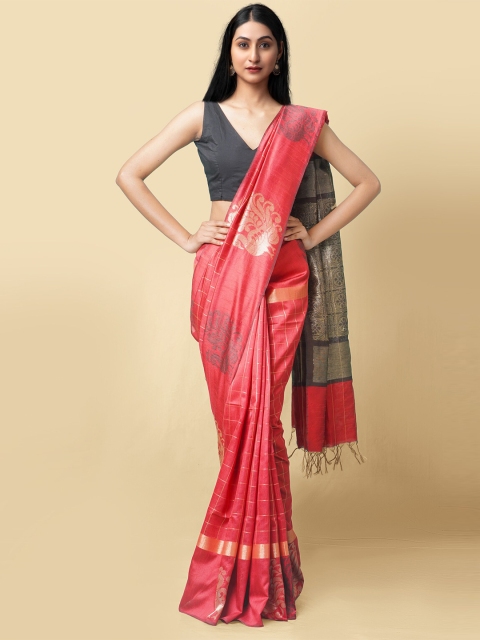 

Unnati Silks Women Red & Grey Mysore Linen Saree