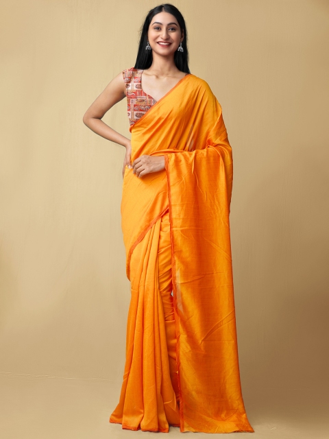 

Unnati Silks Orange Art Silk Bhagalpuri Saree