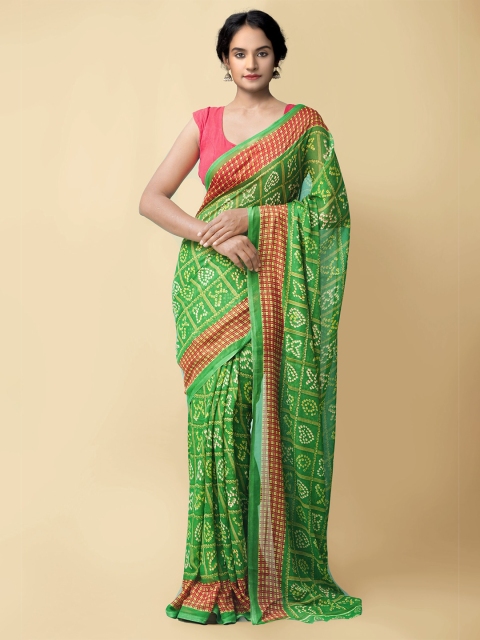 

Unnati Silks Women Green & Red Printed Georgette Saree