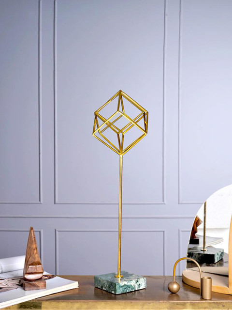 

THE ARTMENT Gold-Toned Art Deco Playful Cubes Showpiece