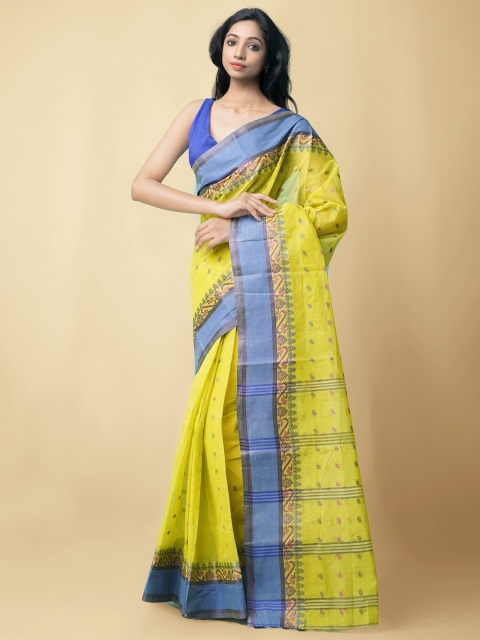 

Unnati Silks Green & Blue Woven Design Pure Cotton Taant Saree