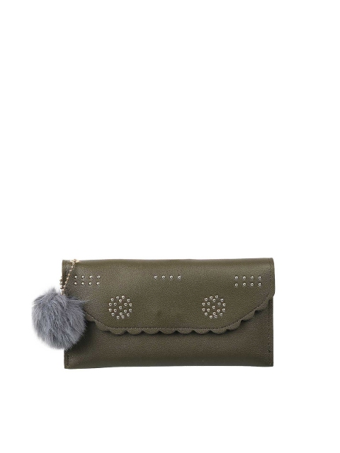 

WALKWAY Green & Gold-Toned Textured Envelope Clutch