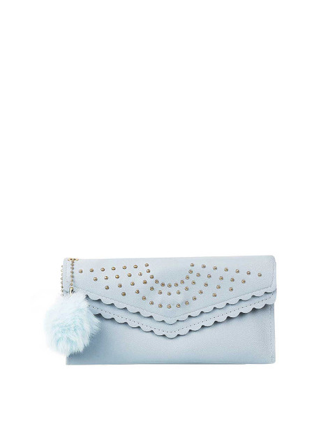 

WALKWAY Blue Embellished Cut Work Envelope Clutch
