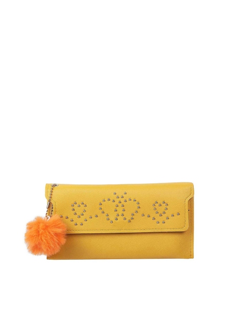 

WALKWAY by Metro Yellow & Gold-Toned Embellished Envelope Clutch