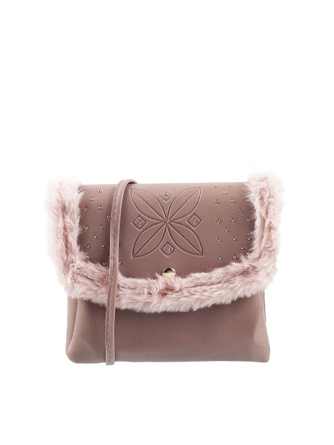 

WALKWAY Women Beige Embellished Envelope Clutch has shoulder straps