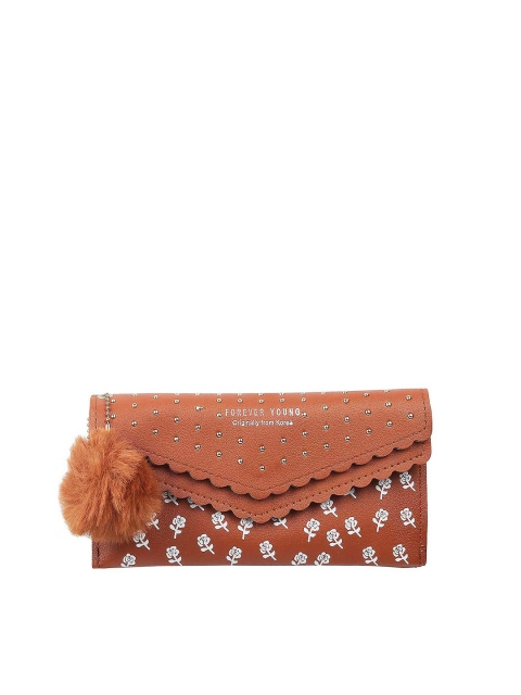 

WALKWAY Tan Brown & White Embroidered Envelope Clutch