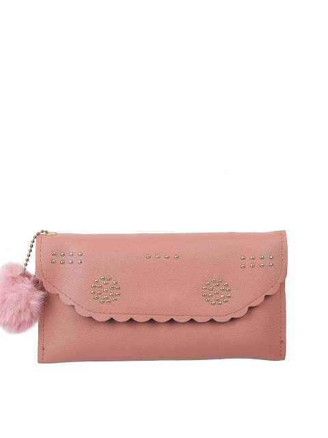 

WALKWAY by Metro Women Peach-Coloured & Gold-Toned Textured Envelope Clutch