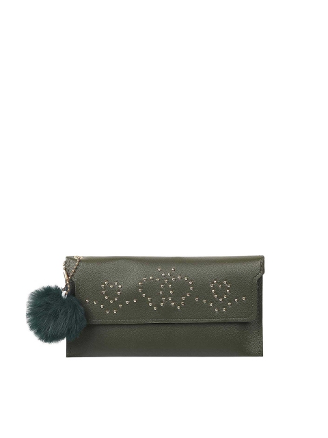 

WALKWAY Green Embellished Envelope Clutch