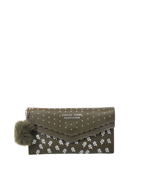 

WALKWAY Women Green Printed Embellished Purse with Tassells