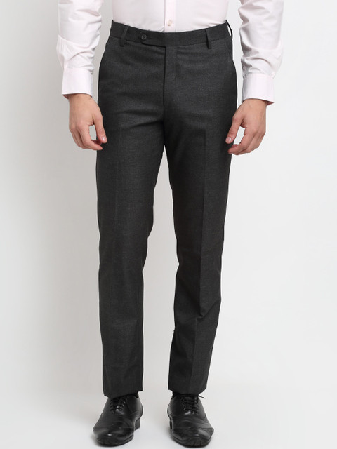 

La Mode Men Grey Solid Formal Trousers