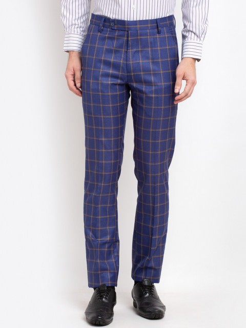 

La Mode Men Blue Checked Trousers