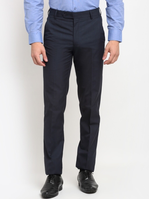 

La Mode Men Navy Blue Formal Trousers