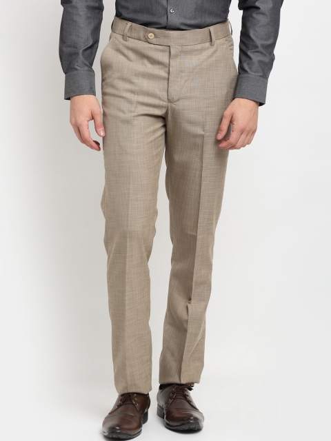 

La Mode Men Beige Solid Formal Trousers