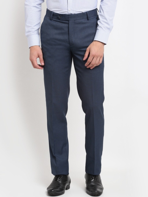 

La Mode Men Blue Textured Formal Trousers