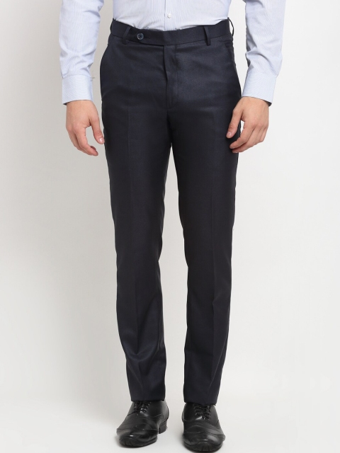 

La Mode Men Navy Blue Formal Trousers