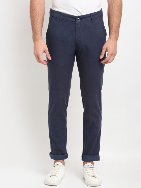 

La Mode Men Navy Blue Slim Fit Trousers