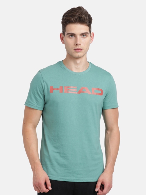 

Head Men Sea Green Cotton Printed Slim Fit T-shirt