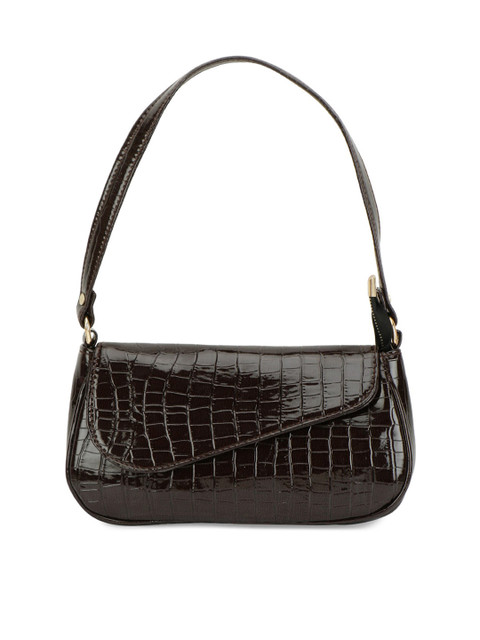 

ZEVORA Brown Textured PU Structured Handheld Bag