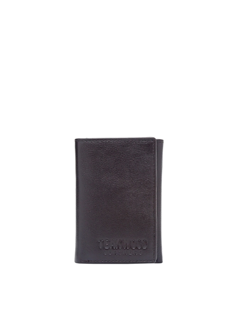 

Teakwood Leathers Men Brown Textured Leather Three Fold Wallet