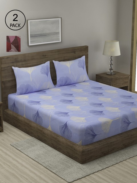 

TAG 7 Blue & Pink Floral 210 TC 2 King Bedsheet with 4 Pillow Covers