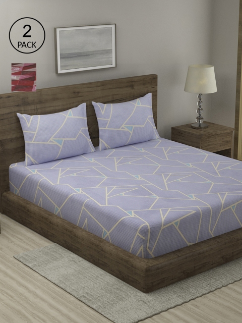 

TAG 7 Red & Blue Geometric 210 TC 2 King Bedsheet with 4 Pillow Covers