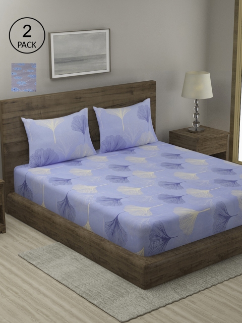

TAG 7 Pack Of 2 Printed 210 TC 2 King Bedsheet with 4 Pillow Covers, Blue