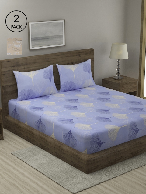 

TAG 7 Peach-Coloured & Blue Geometric 210 TC 2 King Bedsheet with 4 Pillow Covers