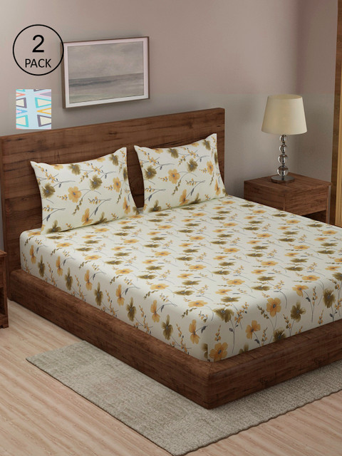 

TAG 7 Multicoloured Printed Cotton 210 TC 2 King Bedsheet with 4 Pillow Covers, Multi