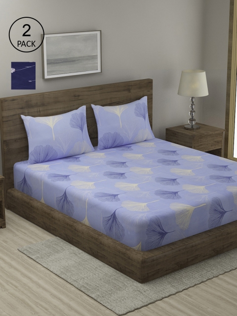 

TAG 7 Blue & Pink Floral 210 TC 2 King Bedsheet with 4 Pillow Covers