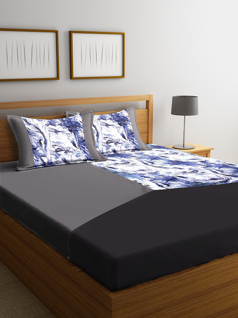 

DECOREALM Grey & Black 300 TC Single Bedsheet with 2 Pillow Covers