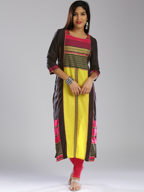 

W Women Black Printed Straight Kurta