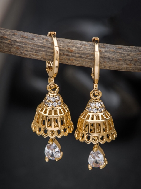 

Alankruthi Gold-Toned Dome Shaped Jhumkas Earrings