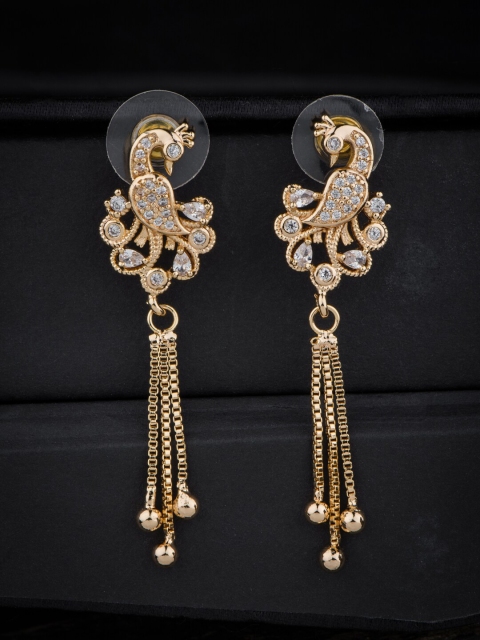 

Alankruthi Gold-Plated Peacock Shaped Drop Earrings