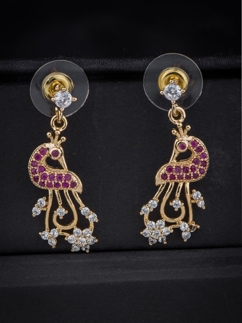 

Alankruthi Gold-Toned Peacock Shaped Drop Earrings