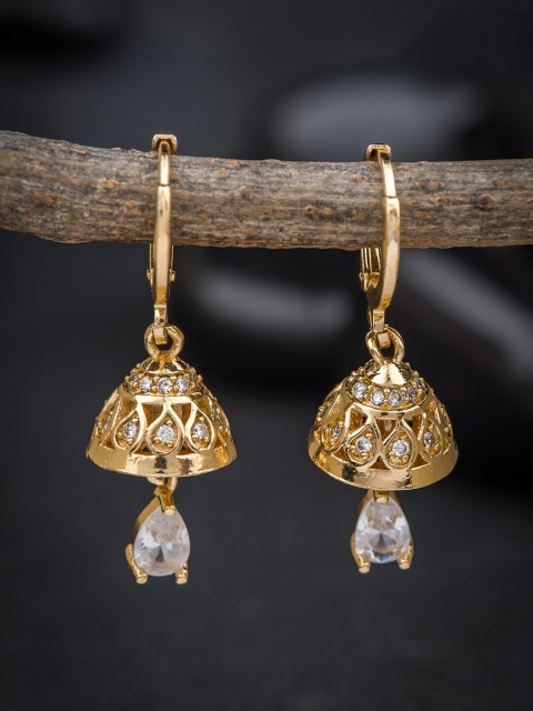 

Alankruthi Gold-Toned Geometric Jhumkas Earrings