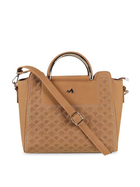 

Metro Tan Embroidered Structured Handheld Bag