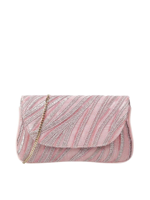 

Metro Women Pink Embroidered Envelop Clutch with shoulder Straps
