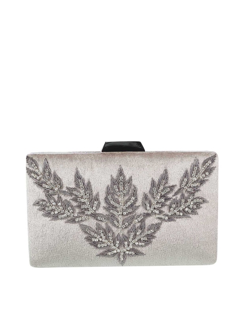 

Metro Women Grey Embroidered Box Clutch