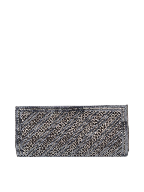 

Metro Women Grey & Copper Embellished Box clutch