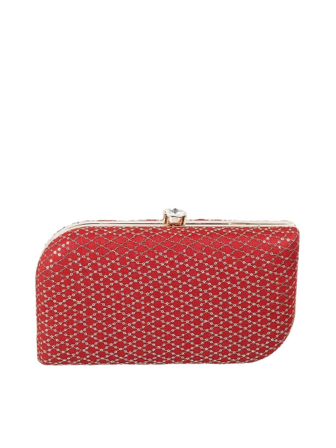 

Metro Maroon Embellished Box Clutch