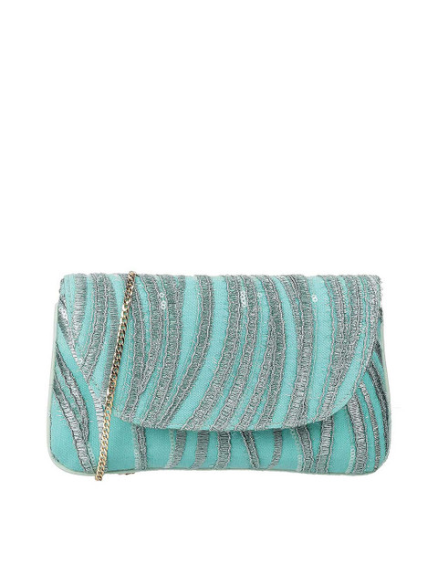

Metro Turquoise Blue & Grey Embellished Envelope Clutch
