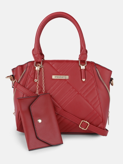 

DressBerry Red Textured Handheld Bag