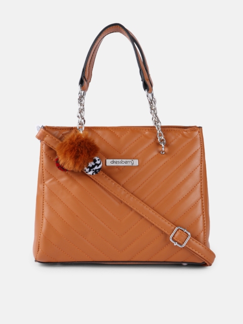 

DressBerry Women Tan Brown Quilted Handheld Bag