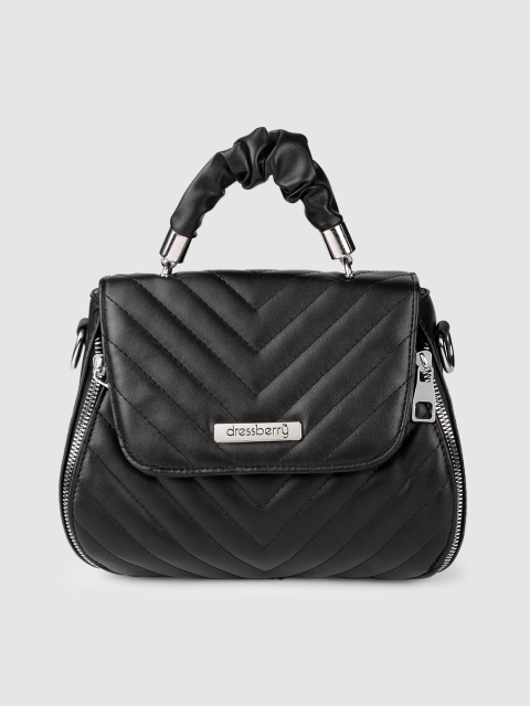 

DressBerry Black Textured Satchel