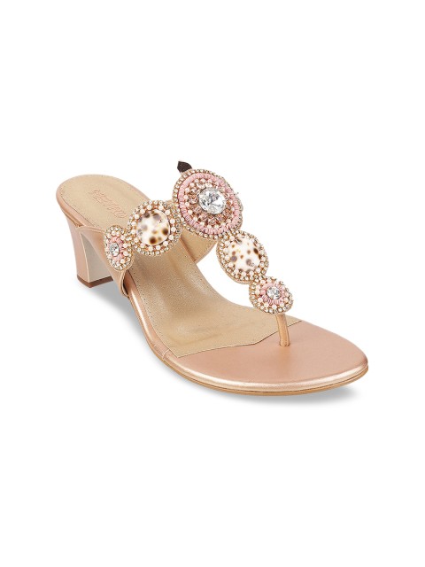 

Metro Gold-Toned Embellished Block Sandals