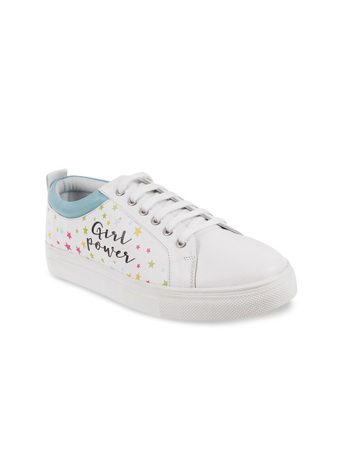 

Metro White Printed Flatform Sneakers
