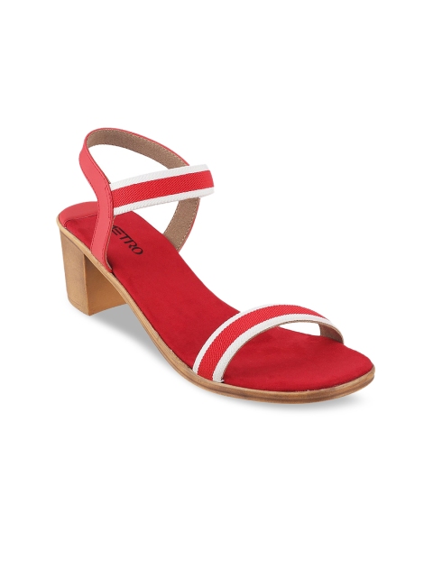 

Metro Red Striped Block Sandals