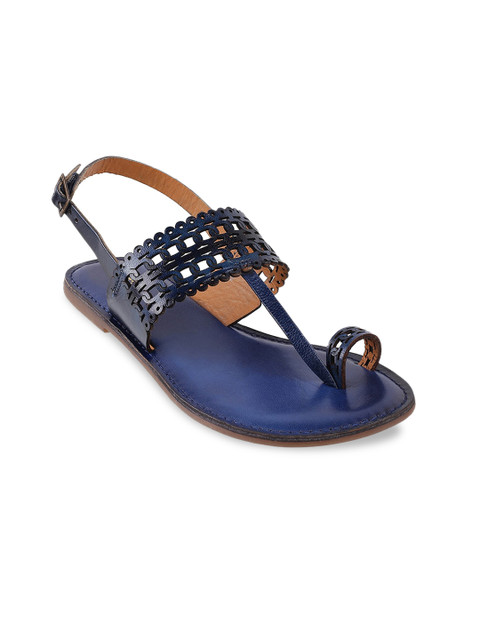 

Metro Women Blue One Toe Flats with Laser Cuts